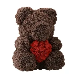 Infini rose fleur ours en peluche avec coeur 40 cm